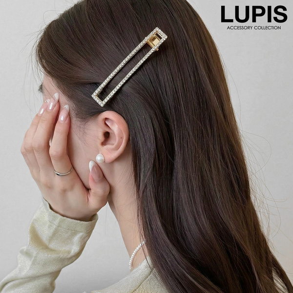 スクエアラインストーンヘアクリップ