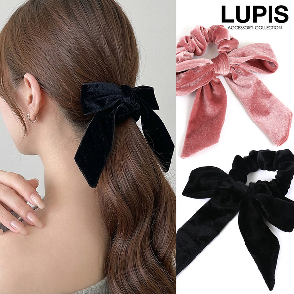 ベロア調リボンシュシュ