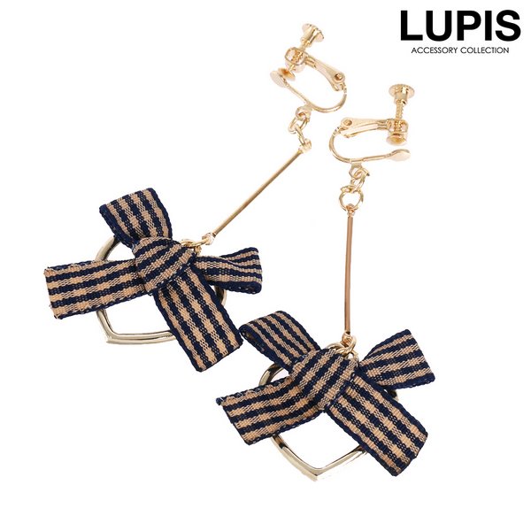 リボン×ハートイヤリング