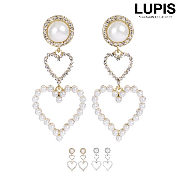 パール×2連ハートピアス