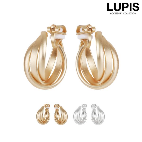 トリプルラインマットメタルフープイヤリング