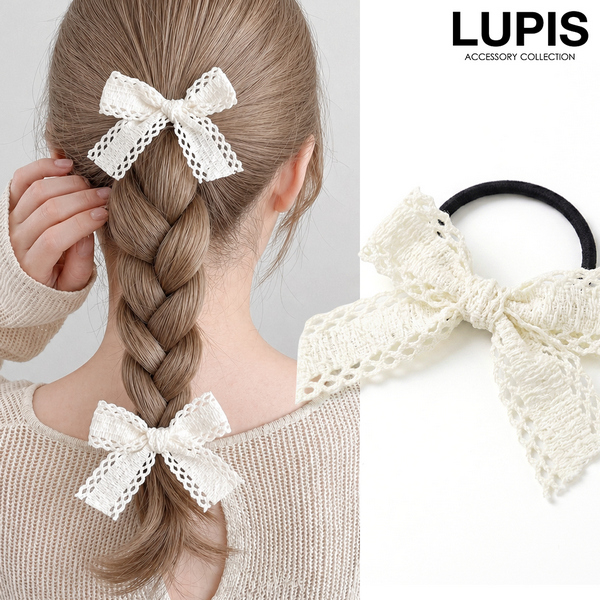 コットンレースリボンヘアゴム - ヘアアクセサリーを激安で通販販売