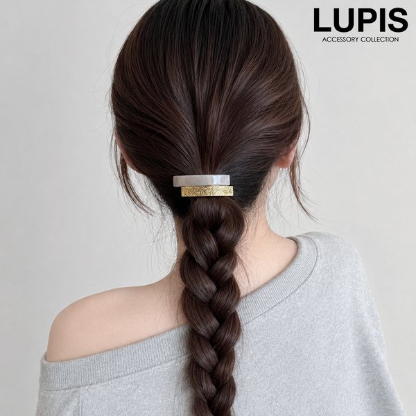 アクリル×メタルプレートヘアゴム