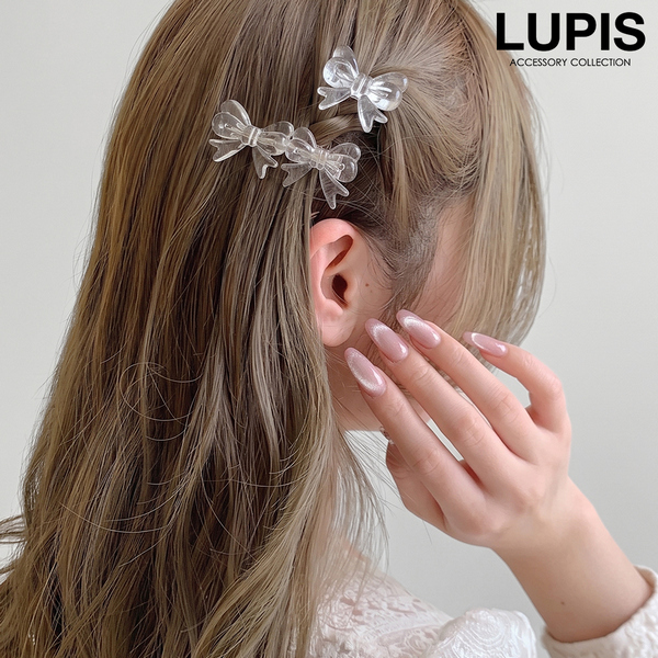 クリアリボンミニヘアクリップ