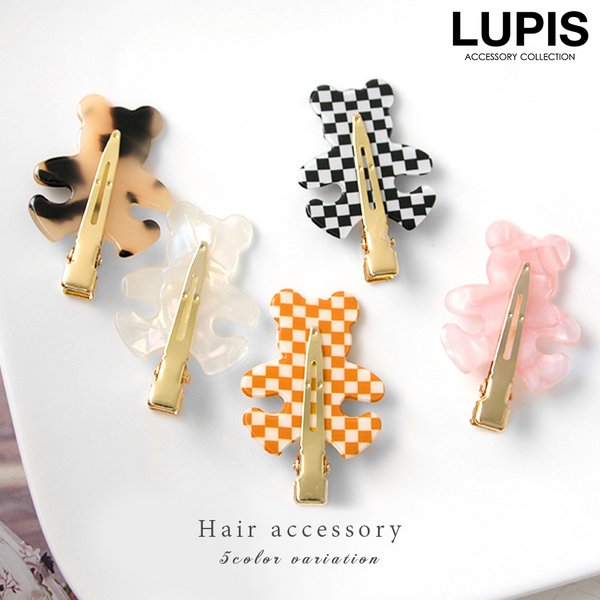 くまシルエットヘアクリップ