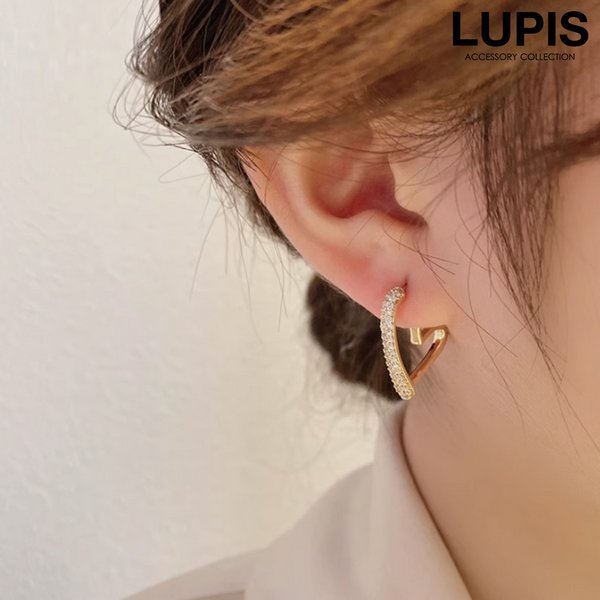 ハートシルエットフープピアス