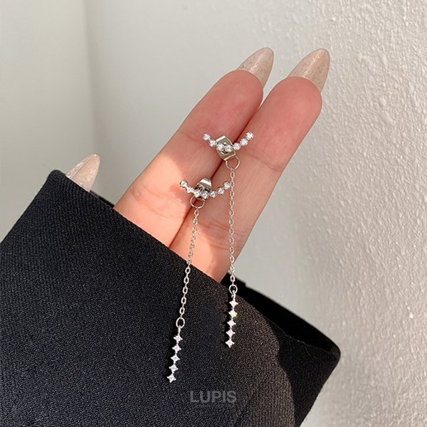 カーブラインロングチェーンバックキャッチピアス