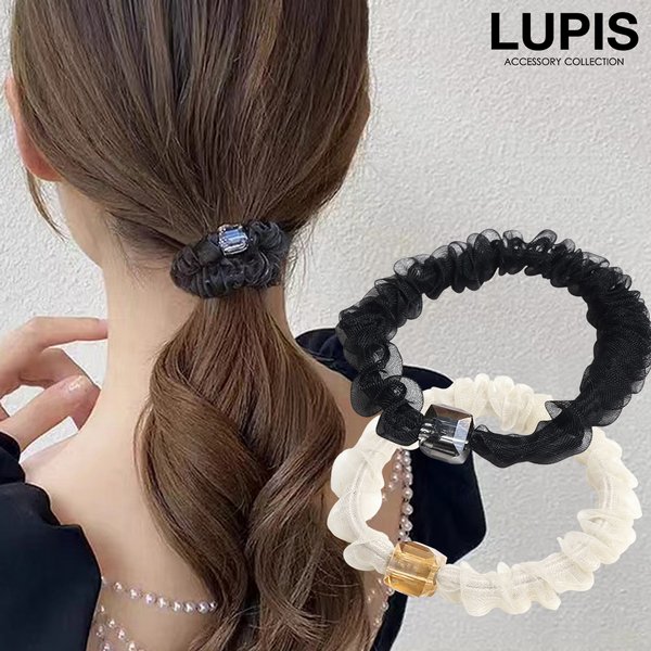 クリスタルキューブオーガンジーヘアゴム