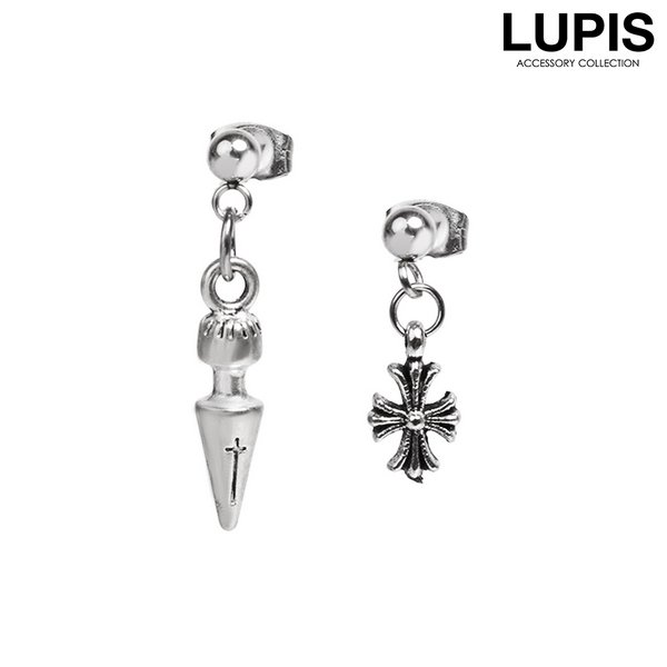 クロス×スパイクアンティークピアス