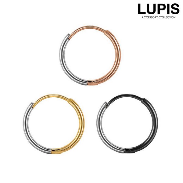 バイカラーワンタッチフープピアス