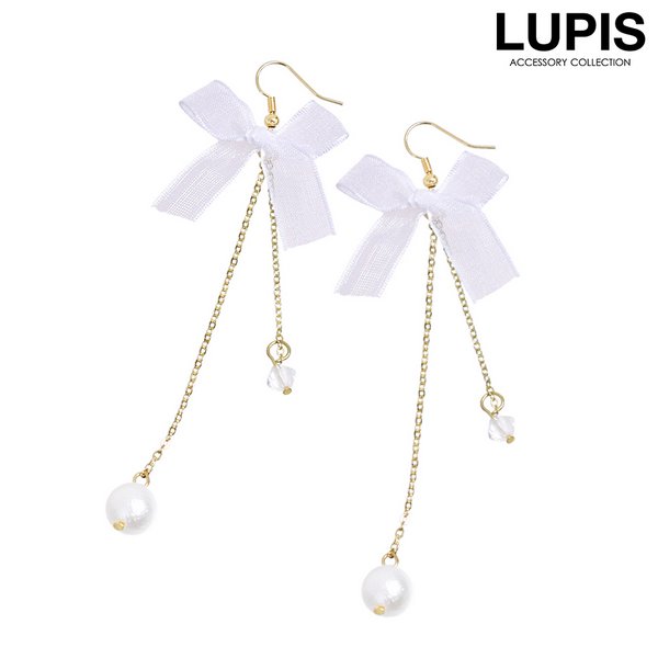 オーガンジーリボンロングフックピアス