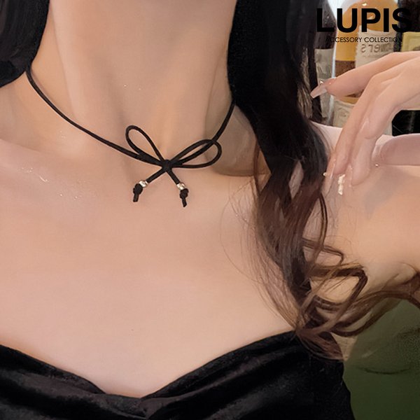 スエード調リボンチョーカーネックレス