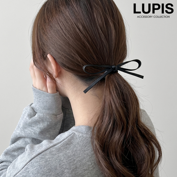 レザー調細リボンヘアゴム