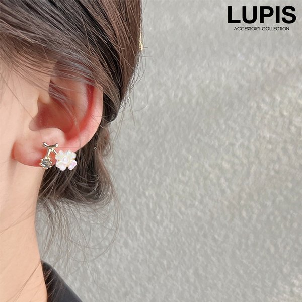 フラワー×ストーンチェリーピアス