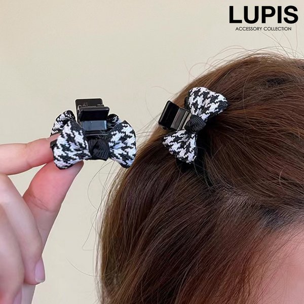 千鳥柄リボンミニヘアクリップ
