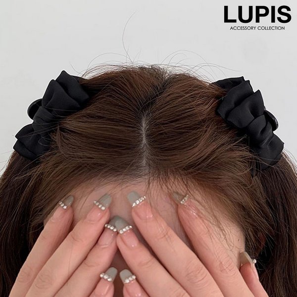 サテンリボンミニヘアクリップ