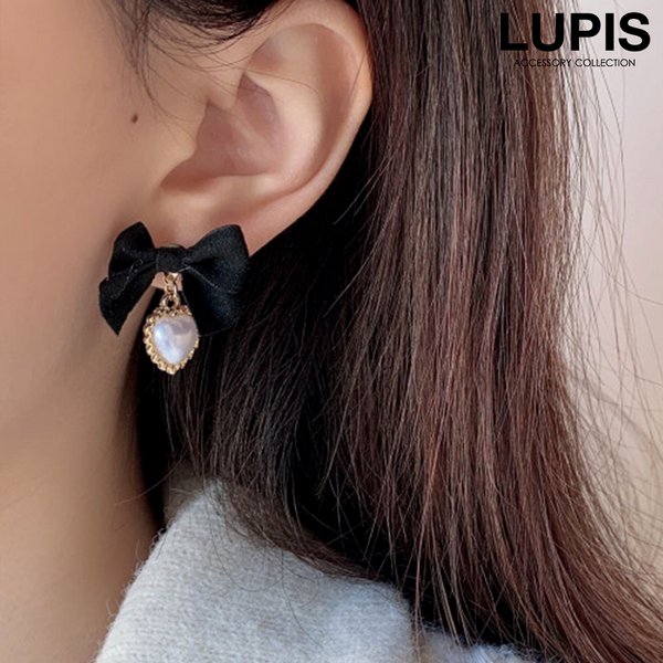 リボン×ハートピアス