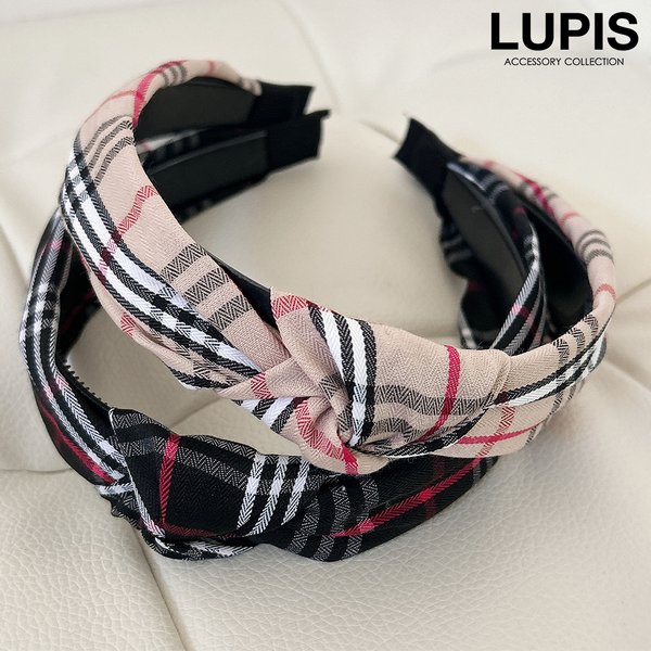 チェック柄ノットカチューシャ