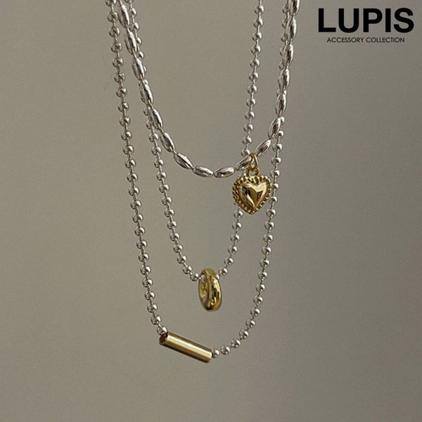 ボールチェーンメタルハートネックレス
