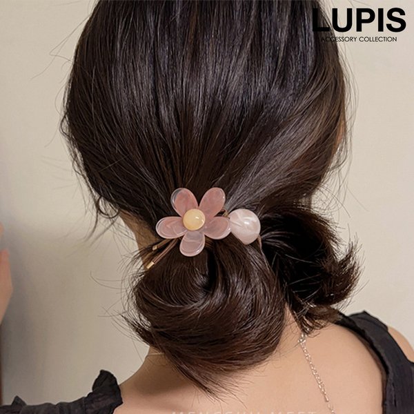 マーブルフラワーヘアゴム
