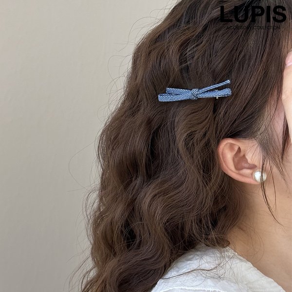 デニムリボンヘアクリップ