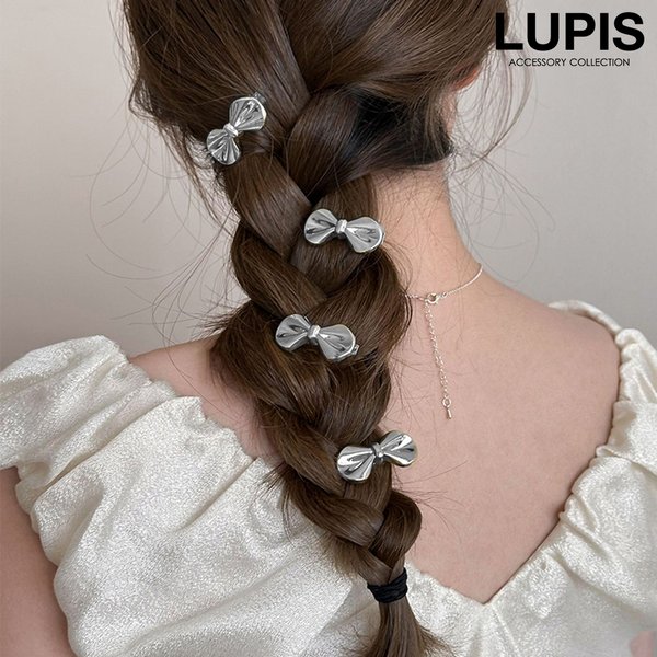メタルラウンドリボンミニヘアクリップ