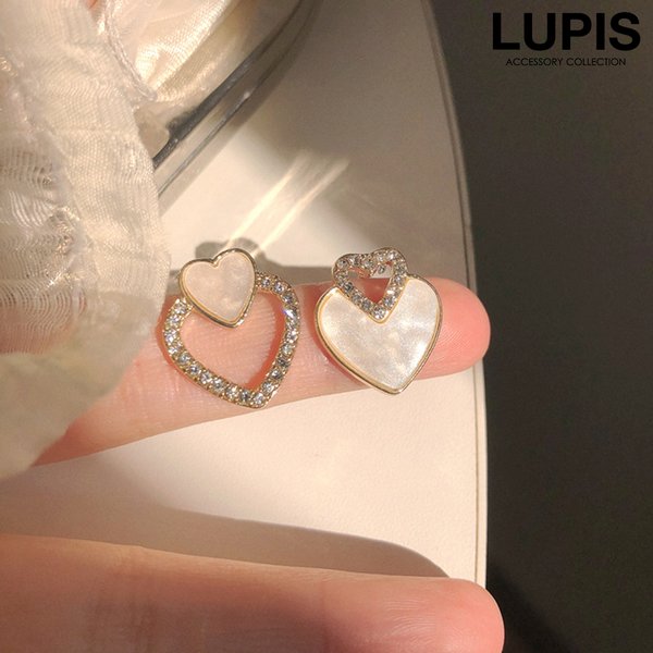 ダブルハートマーブルピアス