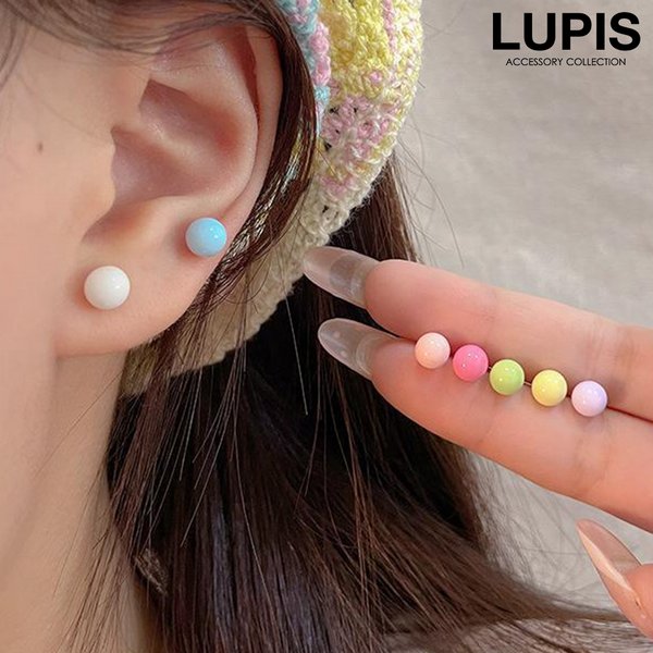パステルカラーボールピアスセット