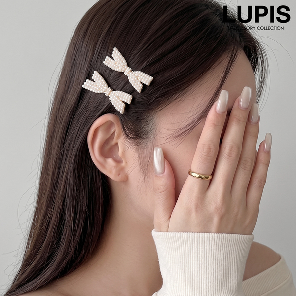 パールパヴェリボンヘアクリップ