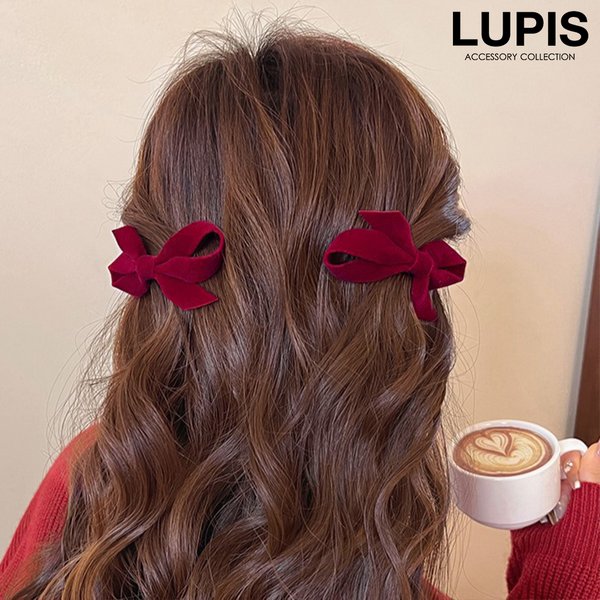ベロアリボンヘアクリップ