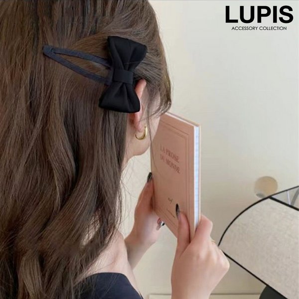 ベロアリボンぱっちんヘアピン