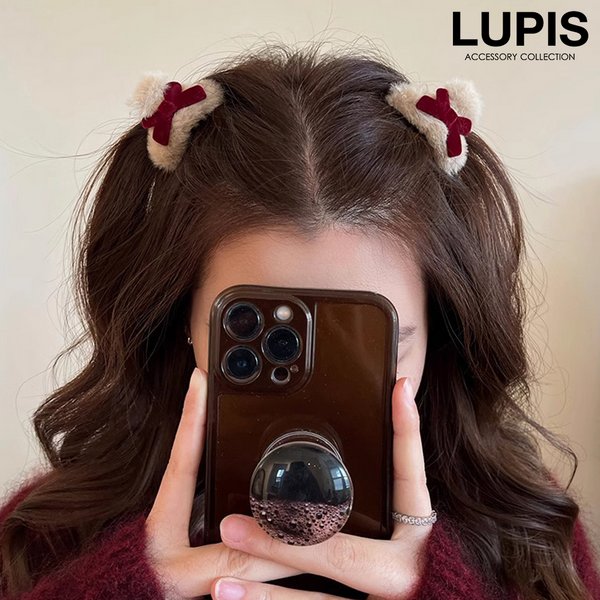 ベロアリボンミニファーヘアクリップ