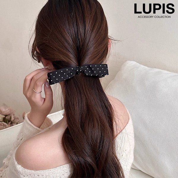 ドット柄リボンバナナクリップ