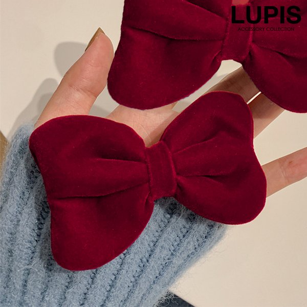 ベロア調ボリュームリボンヘアクリップ