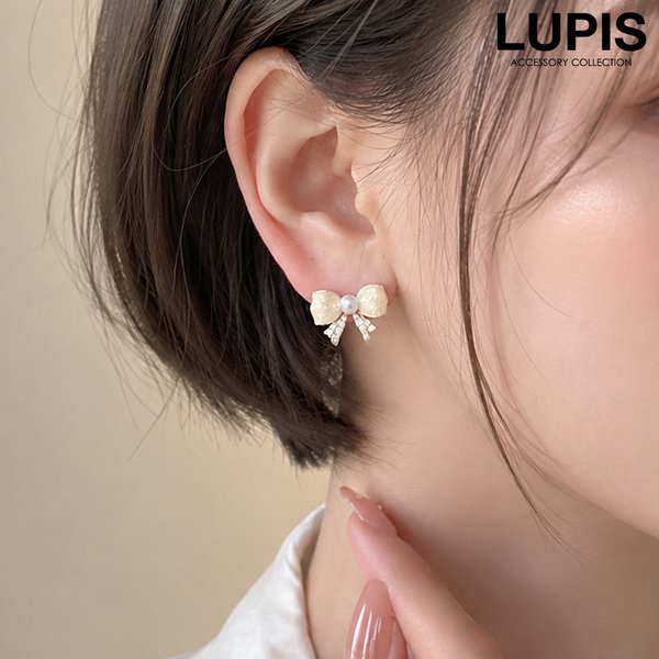 マーブルリボンピアス