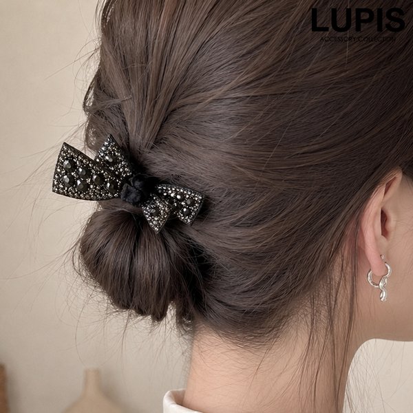 モノトーンリボンヘアクリップ