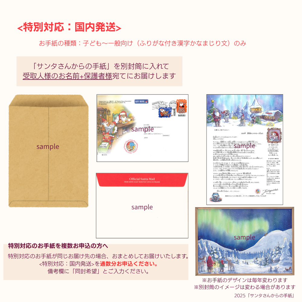 「サンタさんからの手紙」（子ども～一般向け）<特別対応：国内発送>