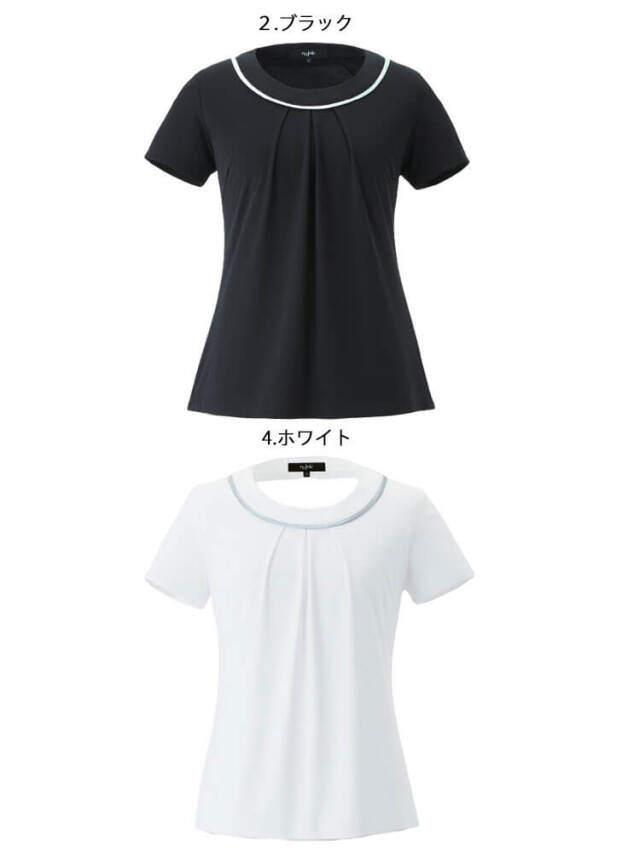 半袖カットソー ホワイト ブラック アンジョア 06155 事務服 制服 オフィス enjoie S〜3L 06150-1.jpg