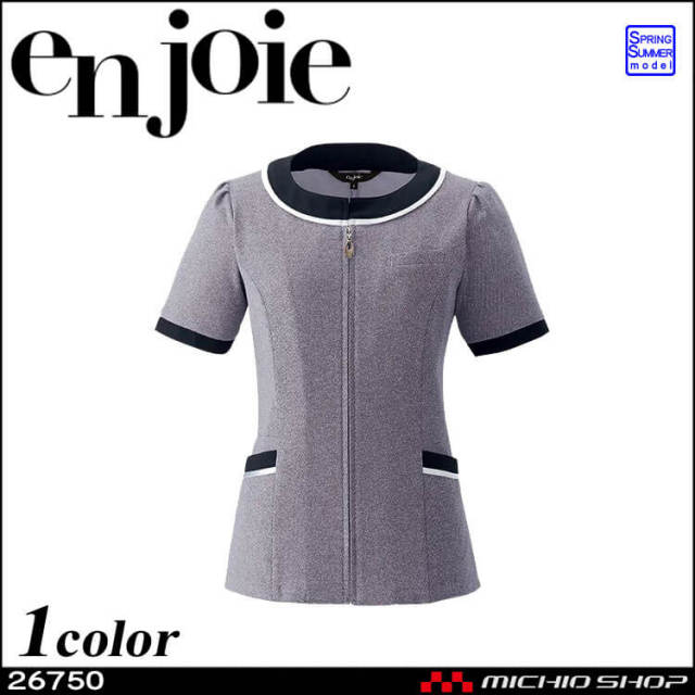事務服 制服 オフィス ユニフォーム en joie アンジョア オーバーブラウス 26750  フレッシュニットシリーズ