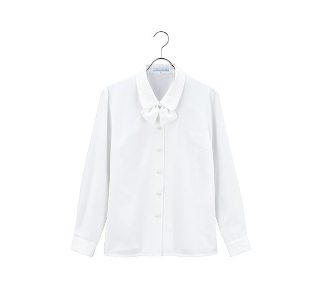 事務服 制服 セレクトステージ（神馬本店）長袖ブラウス[タイ付]　E2101大きいサイズ17号・19号 事務服 e2101 神馬本店 長袖ブラウス【オフィス制服の通販なら事務服