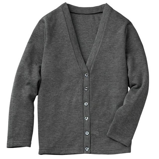 ロング丈カーディガン FN1590 家庭洗濯 グレー ネイビー ブラック 事務服 制服 仕事服 nuovo 事務服 fn1590 フォーク カーディガン ロング丈【オフィス制服の