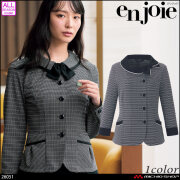 事務服 制服 オフィス ユニフォーム en joie アンジョア 七分袖オーバーブラウス 26051  キャンディボーダー