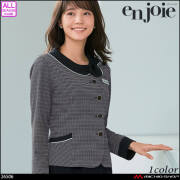 事務服 制服 オフィス ユニフォーム en joie アンジョア 長袖 オーバーブラウス 26506  キャンディボーダー