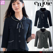 ユニフォーム 接客 企業受付 制服 ユニフォーム en joie アンジョア 七分袖オーバーブラウス 26609   シャドーボーダー
