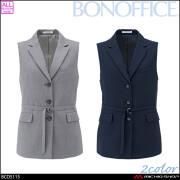 事務服 制服 BONOFFICE ボンオフィス ロングベスト BCO5115 エレコフトーンストライプ B2601シリーズ ボンマックス 2026年秋冬新作