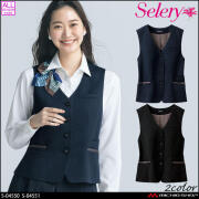 [TioTio素材]事務服 制服 オフィス セロリー selery ベスト S-04550 S-04551 ストライプ柄 