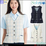 [TioTio素材]事務服 制服 オフィス 受付 セロリー selery ベスト S-04621 S-04628 コフレチェック 