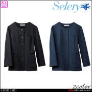 事務服 制服 オフィス セロリー selery ノーカラー ジャケット(九分袖)  S-25320 S-25321 2026年春夏新作 クールシャドウストライプ