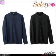 事務服 制服 オフィス セロリー selery ユニセックス スタンドカラー 長袖シャツ S-37320 S-37321 ニュアス