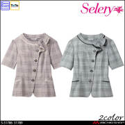 [TioTio素材]事務服 制服 オフィス ユニフォーム セロリー selery オーバーブラウス S-51786 S-51789 ビジューチェック 2026年秋冬新作